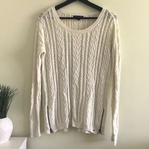 American Eagle Cream Sweater with Zipper sides